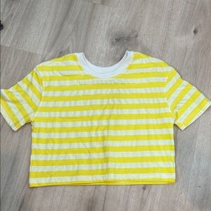 Yellow Striped Crop Shirt